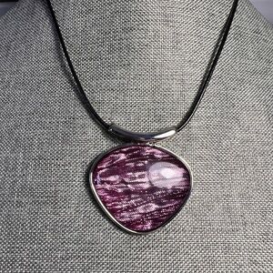 Chic Purple Pendant Necklace with Black Cord
